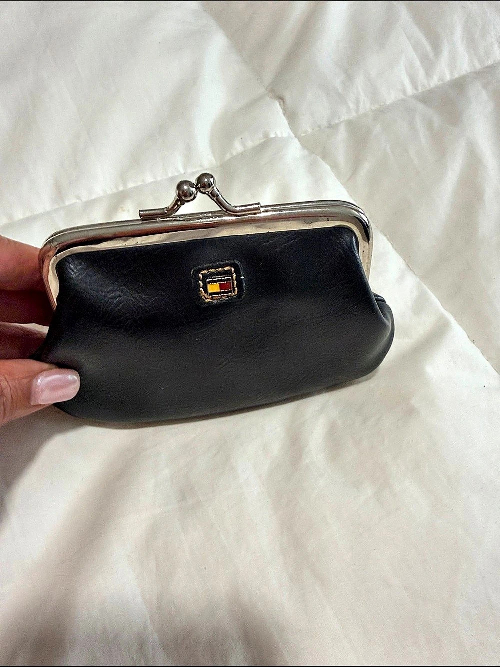 Tommy Hilfiger Black Kiss-Lock Coin Purse leather